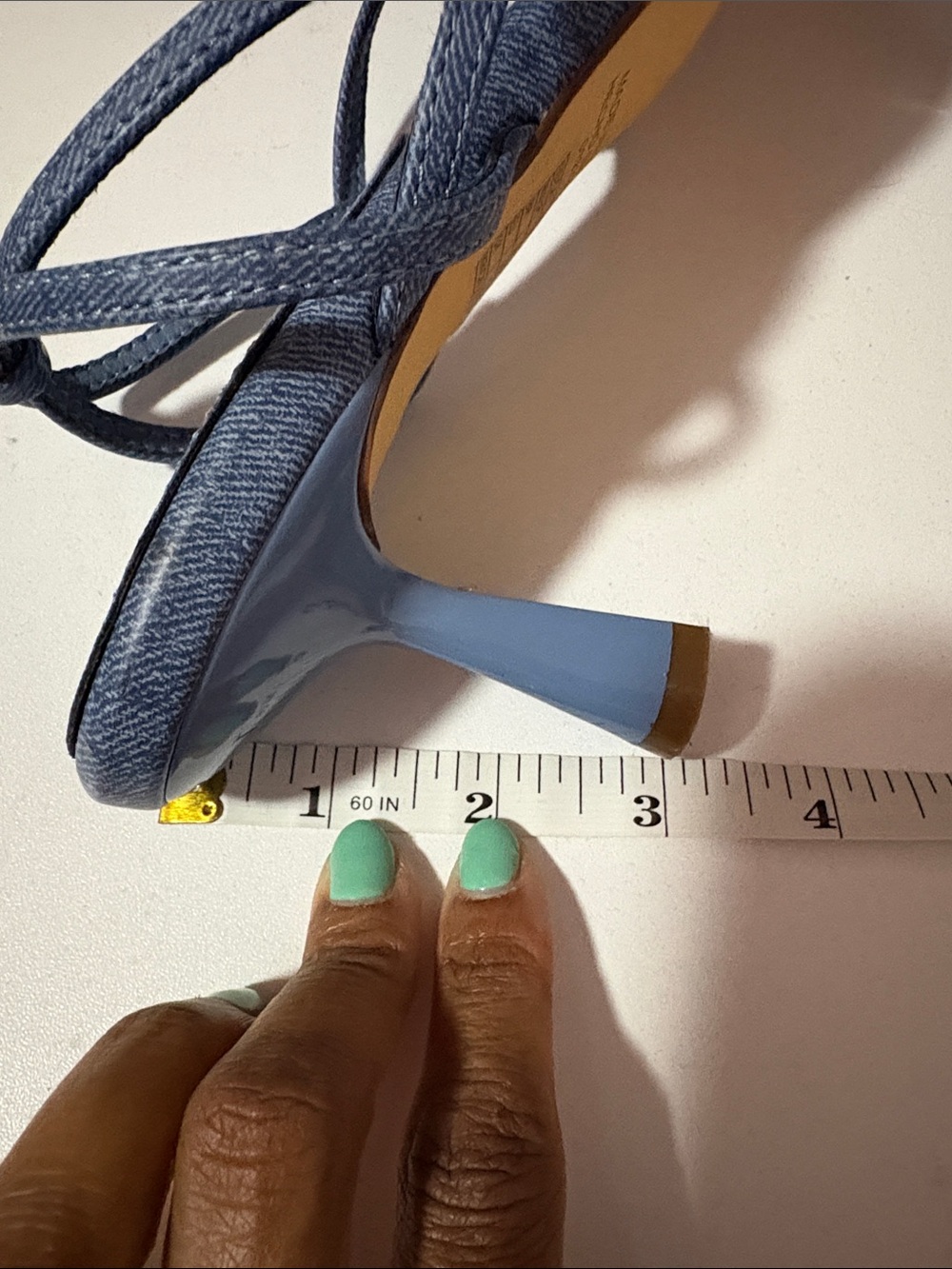 Forever 21 Denim-Look Strappy Square-Toe Sandals - Blue - Picture 7 of 8